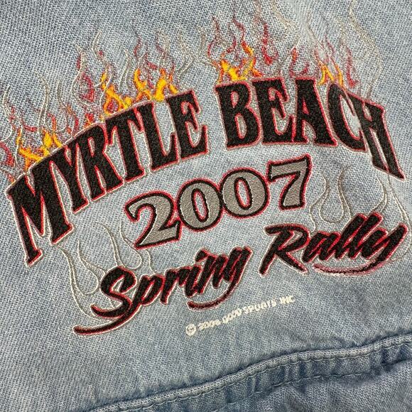 Y2K Vintage Biker Rally 2007 Sleeveless Button Front Shirt - Picture 4 of 7